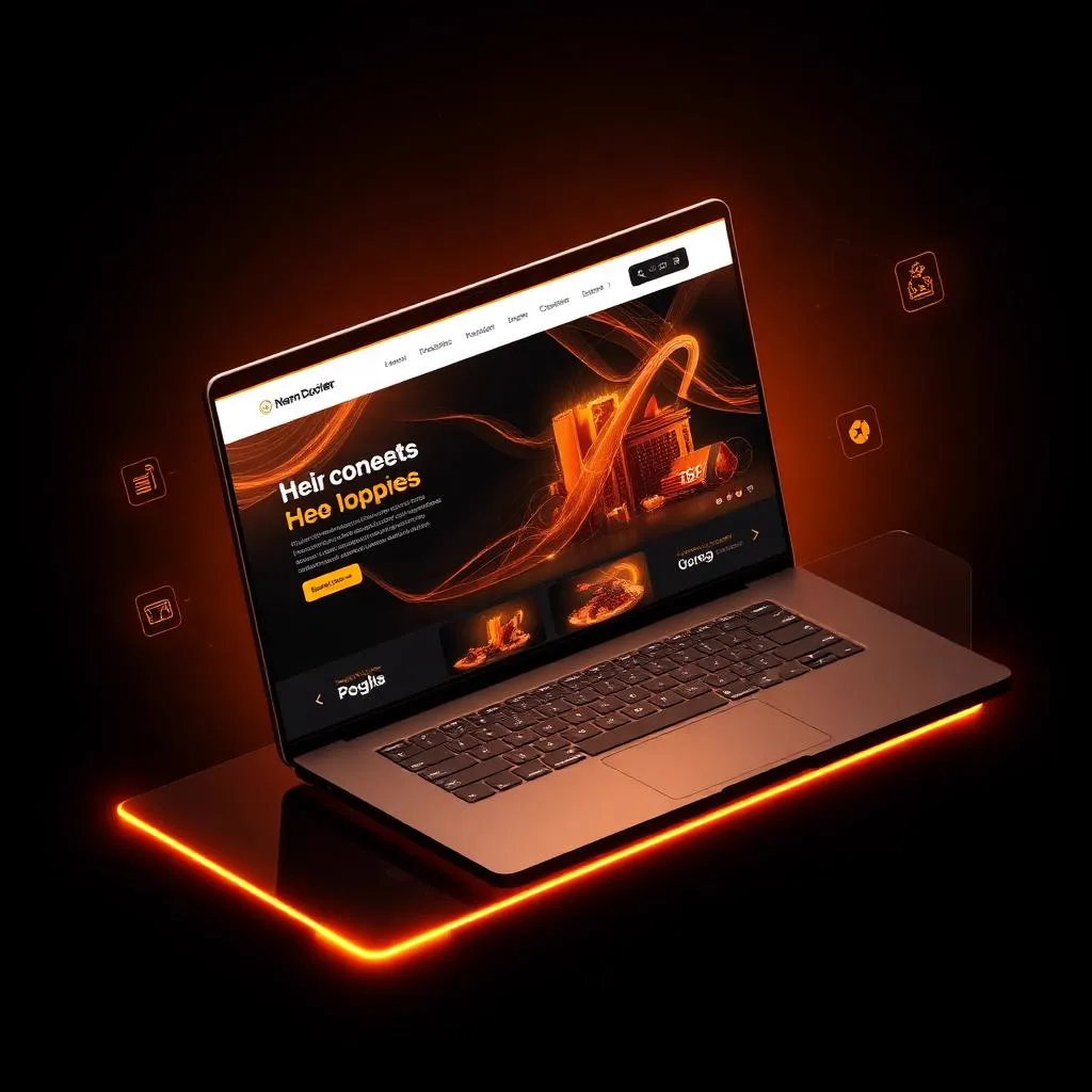 Ecomtik free demo website concept — dark themed premium website mockup on a laptop